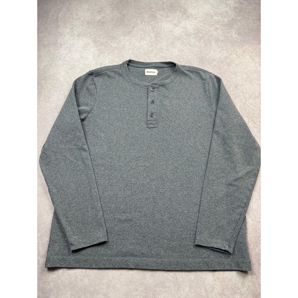 Taylor Stitch Mens 44 * L Heavy Henley Long Sleeve Gray Shirt Classic‎ Casual